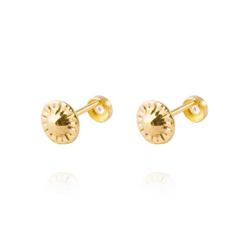 Aros de Oro 18kt Con Punto de Luz Circonita-2