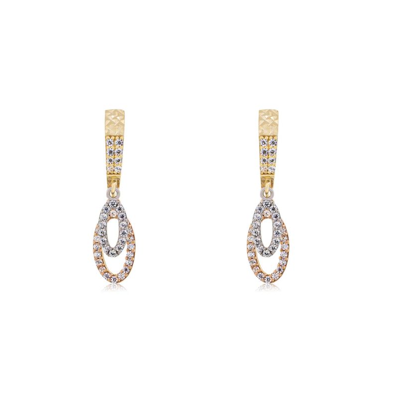 Aros de Oro 18kt Argollas Tricolor Labrada-0