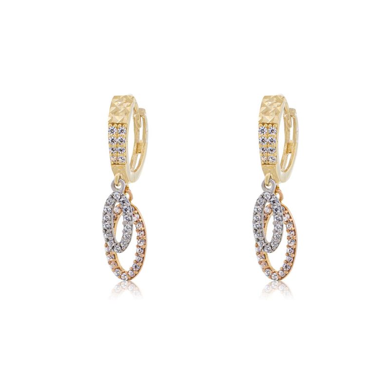 Aros de Oro 18kt Argollas Tricolor Labrada-1
