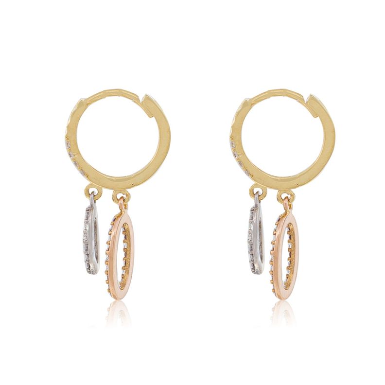 Aros de Oro 18kt Argollas Tricolor Labrada-2
