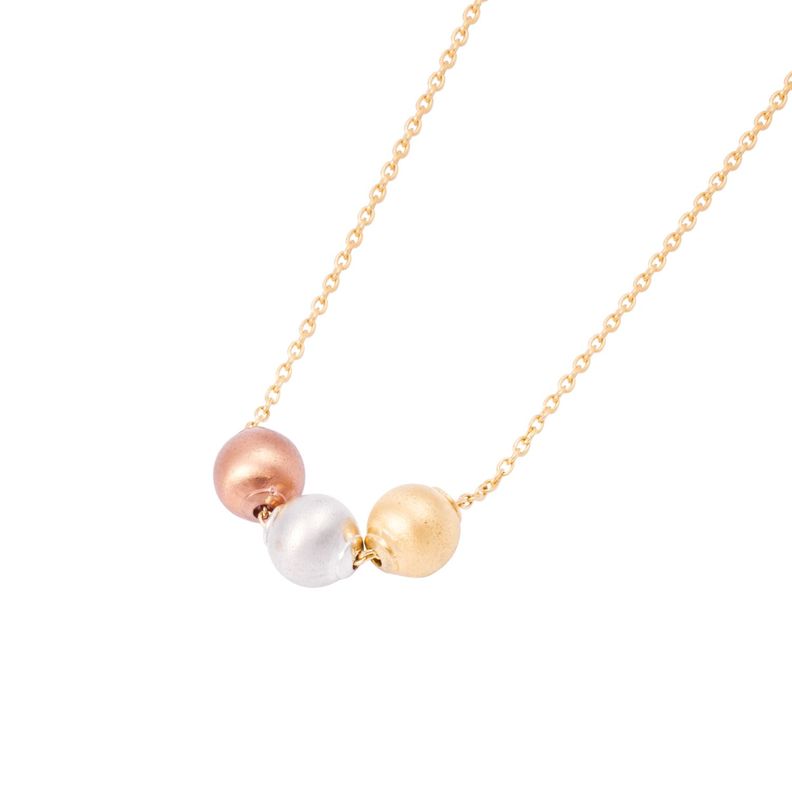 Collar Oro Amarillo 18kt 3 Bolitas Tricolor-1