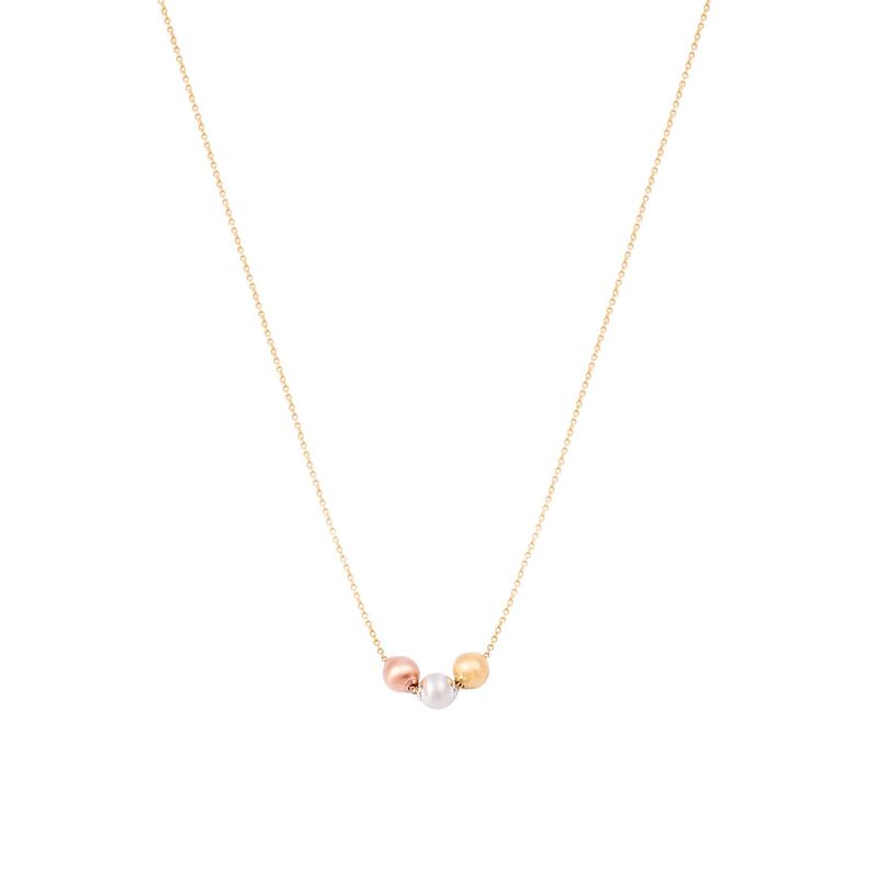 Collar Oro Amarillo 18kt 3 Bolitas Tricolor-2