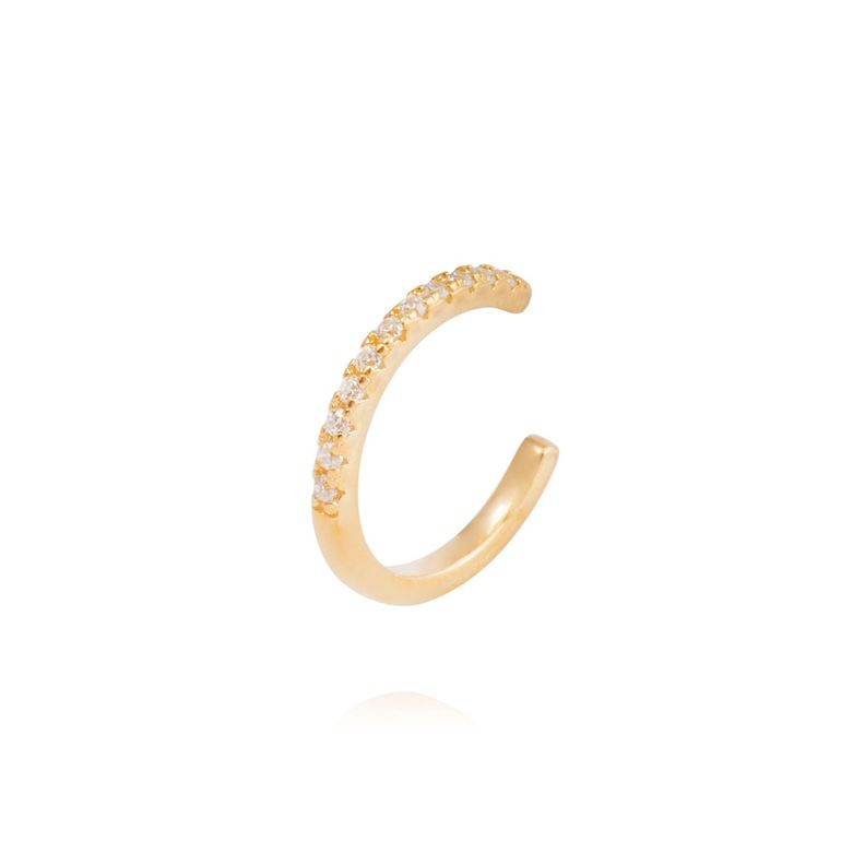 Piercing de Plata Esterlina 925 Earcuff delgado Bañado en Oro 14kt-0