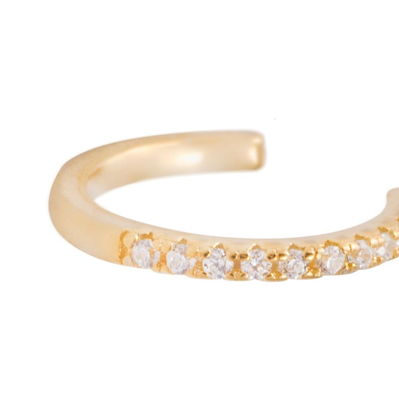 Piercing de Plata Esterlina 925 Earcuff delgado Bañado en Oro 14kt-1
