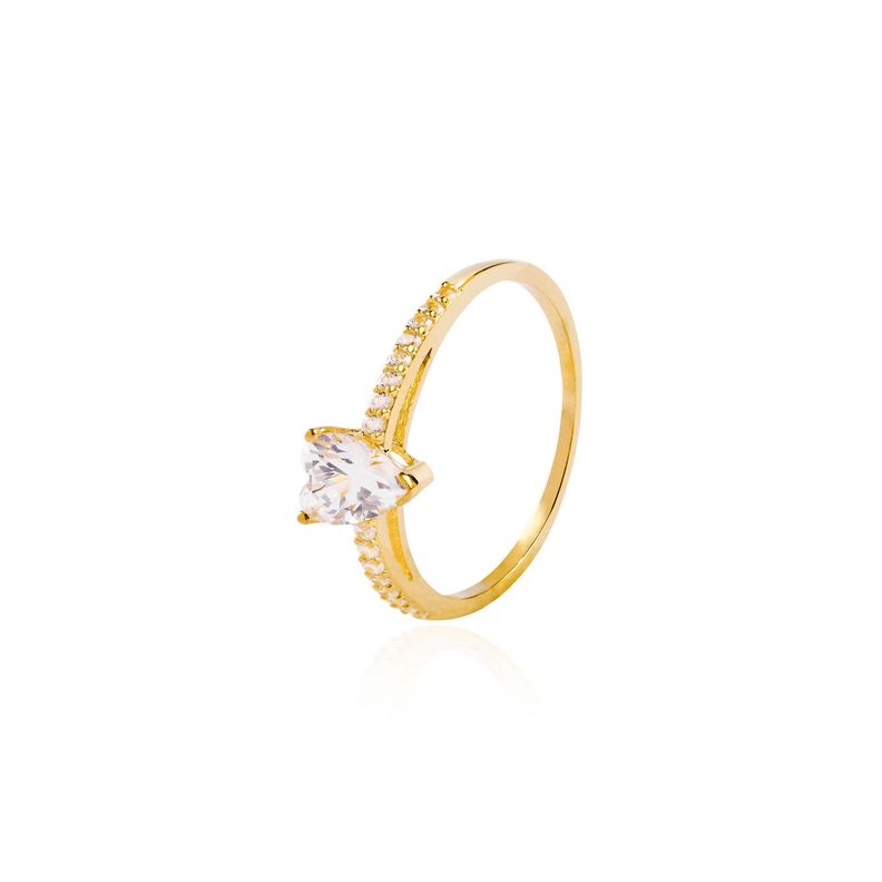 Anillo Compromiso de Oro 18Kt Corazón Circonitas-0