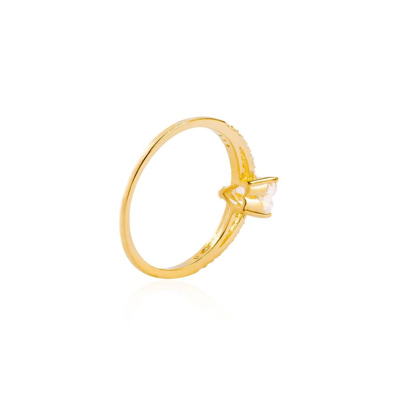 Anillo Compromiso de Oro 18Kt Corazón Circonitas-1