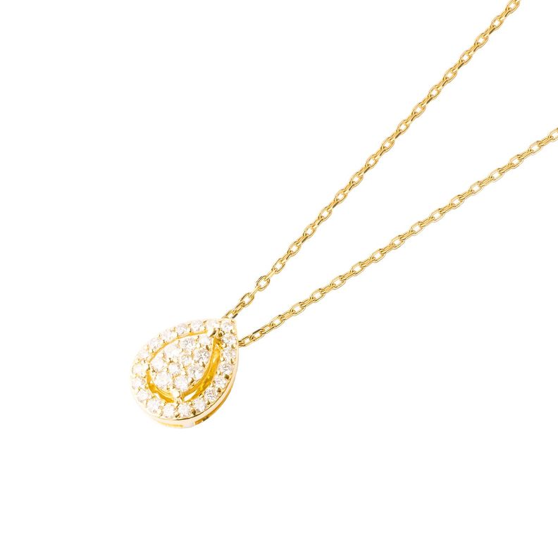 Collar Oro Amarillo 18kt Gota  de Diamantes 26 Pts-0
