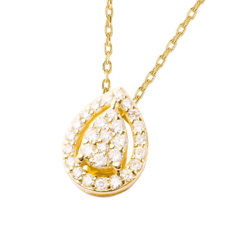 Collar Oro Amarillo 18kt Gota  de Diamantes 26 Pts-1