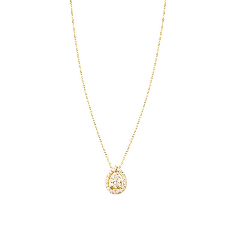Collar Oro Amarillo 18kt Gota  de Diamantes 26 Pts-2