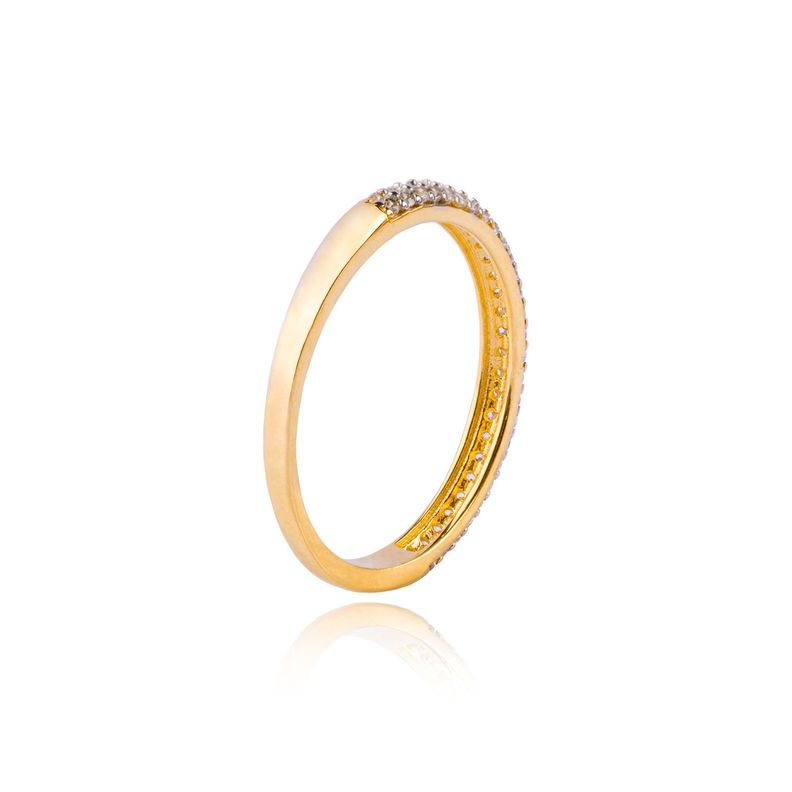 Anillo Compromiso de Oro 18Kt Medio Cintillo 2 Filas Circón-1