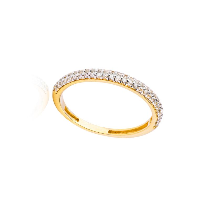 Anillo Compromiso de Oro 18Kt Medio Cintillo 2 Filas Circón-2
