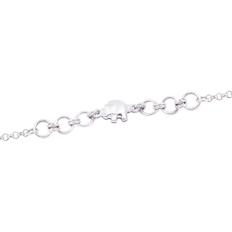 Pulsera de Plata Esterlina 925 Eslabones y Elefante Protector-1