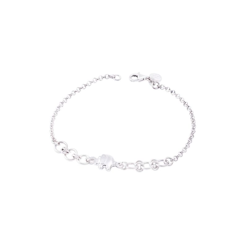Pulsera de Plata Esterlina 925 Eslabones y Elefante Protector-2