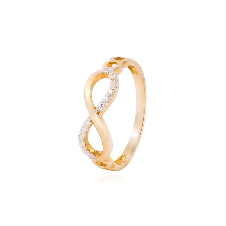 Anillo de Oro Amarillo 18kt Infinito Circonitas y Liso-0