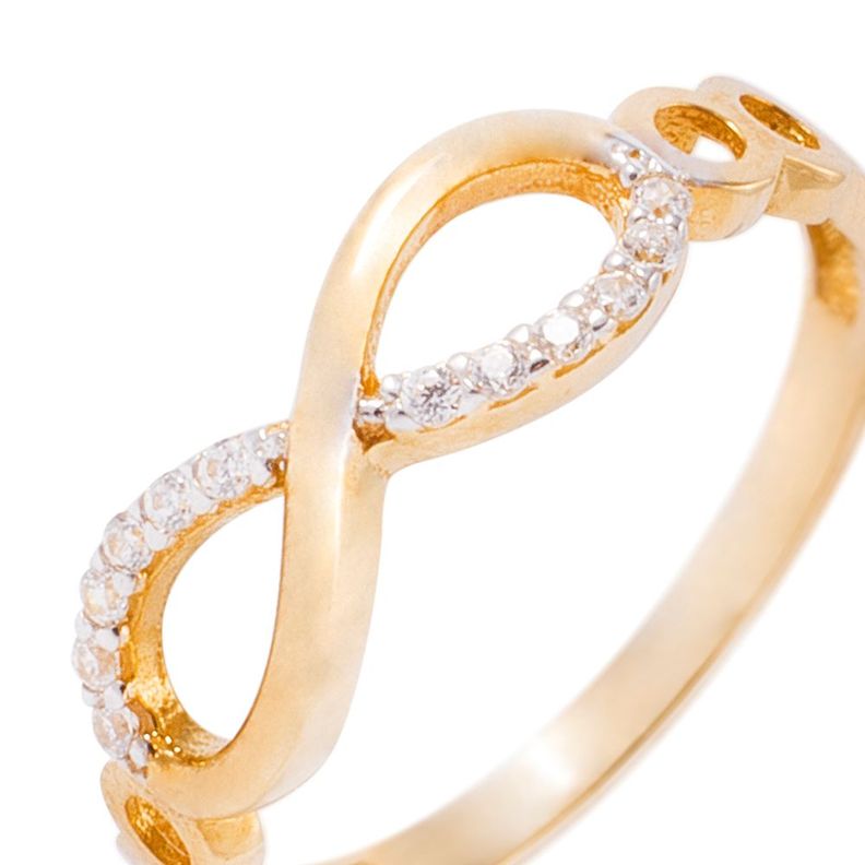 Anillo de Oro Amarillo 18kt Infinito Circonitas y Liso-1