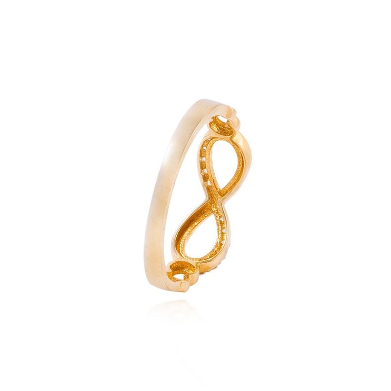 Anillo de Oro Amarillo 18kt Infinito Circonitas y Liso-2