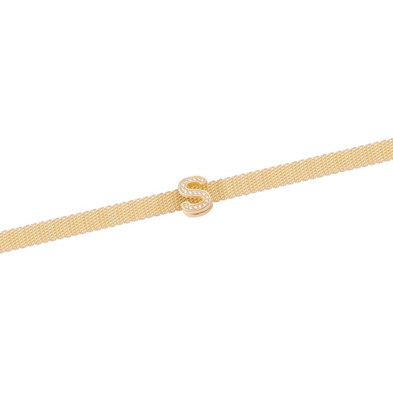 Dije de Plata broche Letra S con Circonita Revestido en Oro 18kt-2