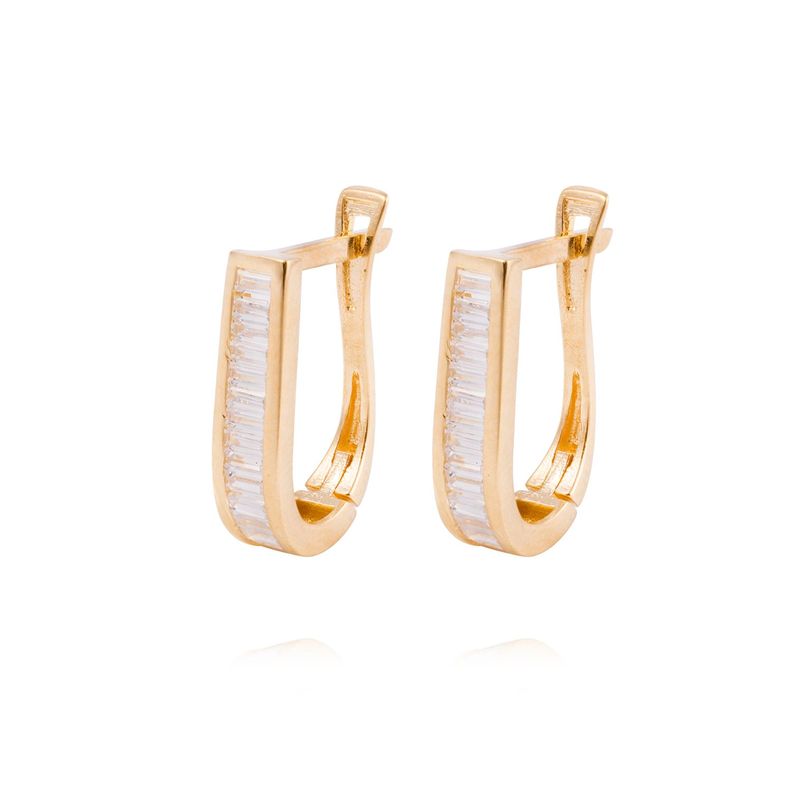 Aros de Oro 18kt Argollas Oval Circón-0
