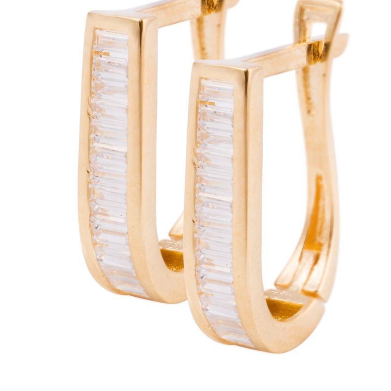 Aros de Oro 18kt Argollas Oval Circón-1
