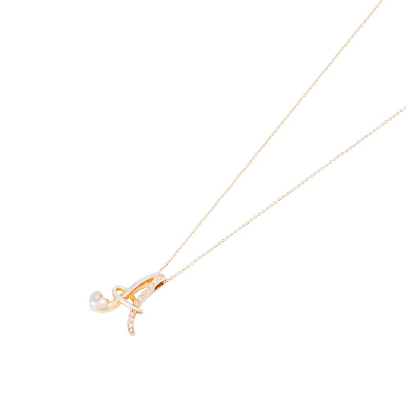 Collar Oro Blanco 18kt Letra A Diamante 7 Pts-0