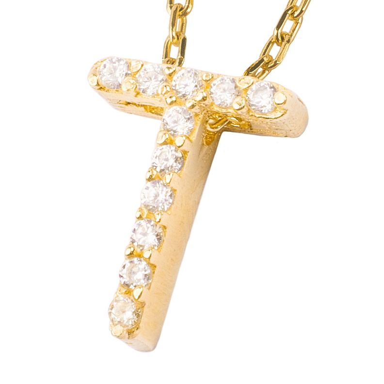 Collar de Plata Esterlina 925 Letra T Revestido en Oro 18kt-2