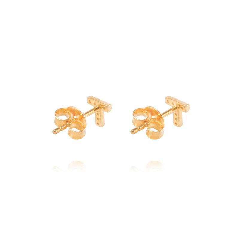 Aros de Plata Esterlina 925 Letra T Bañado en Oro 14kt-2