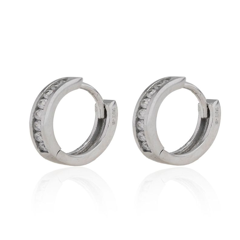 Aros de Oro Blanco 18kt Modelo Argollas Circon-0