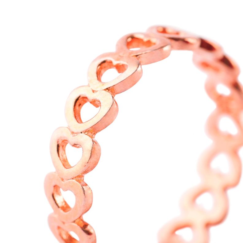 Anillo de Plata Esterlina 925 Corazones de Rose 37-2