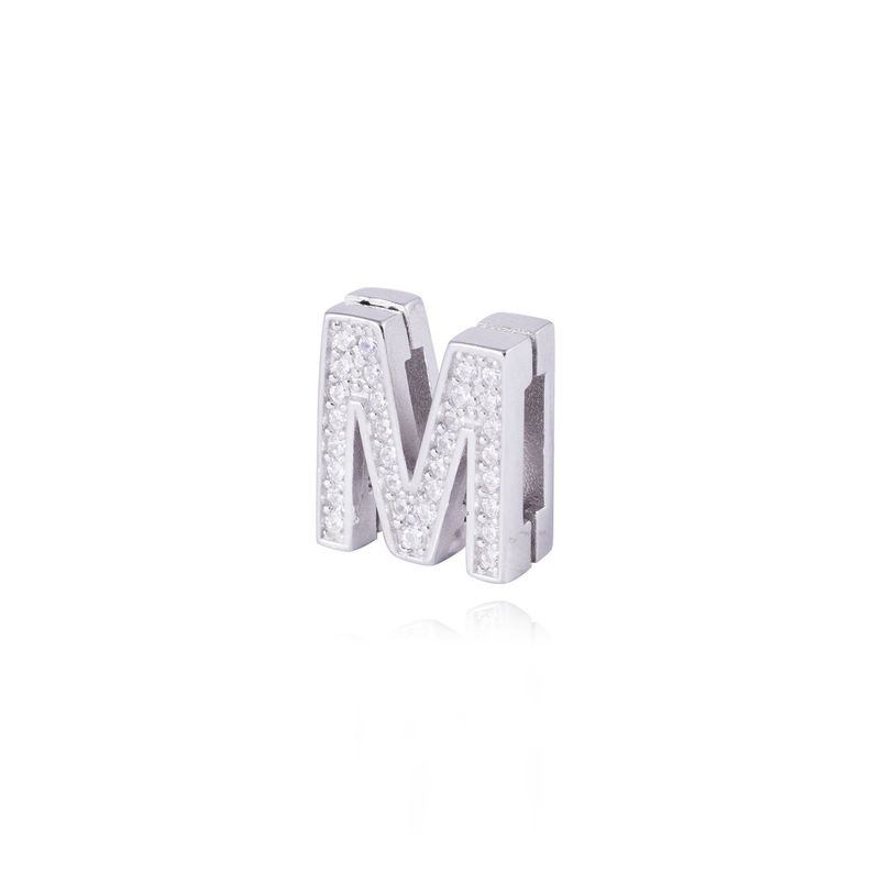 Dije de Plata broche Letra M con Circonita-1