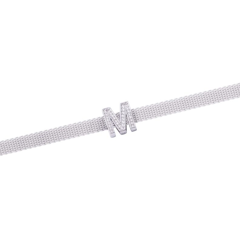 Dije de Plata broche Letra M con Circonita-2