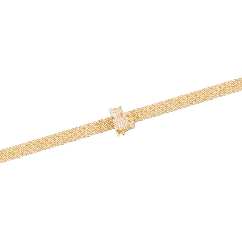 Dije de Plata broche Gato con Circonita Revestido en Oro 18kt-2