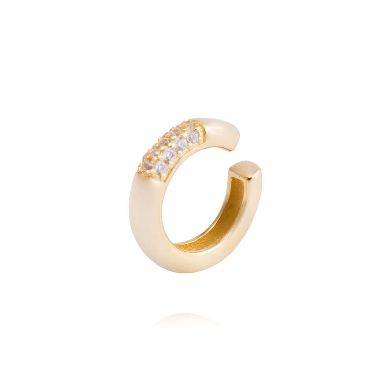 Piercing de Plata Esterlina 925 Earcuff circones Bañado en Oro 14kt-0