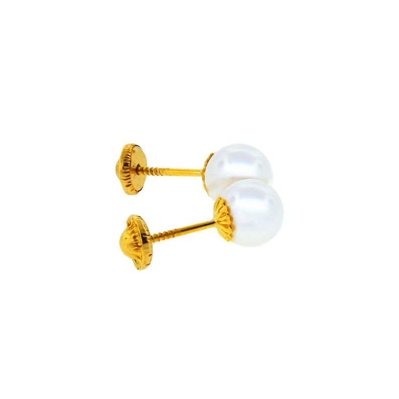 Aros de Oro 18kt Perla Cultivada de 4.0mm a 4.5mm-2