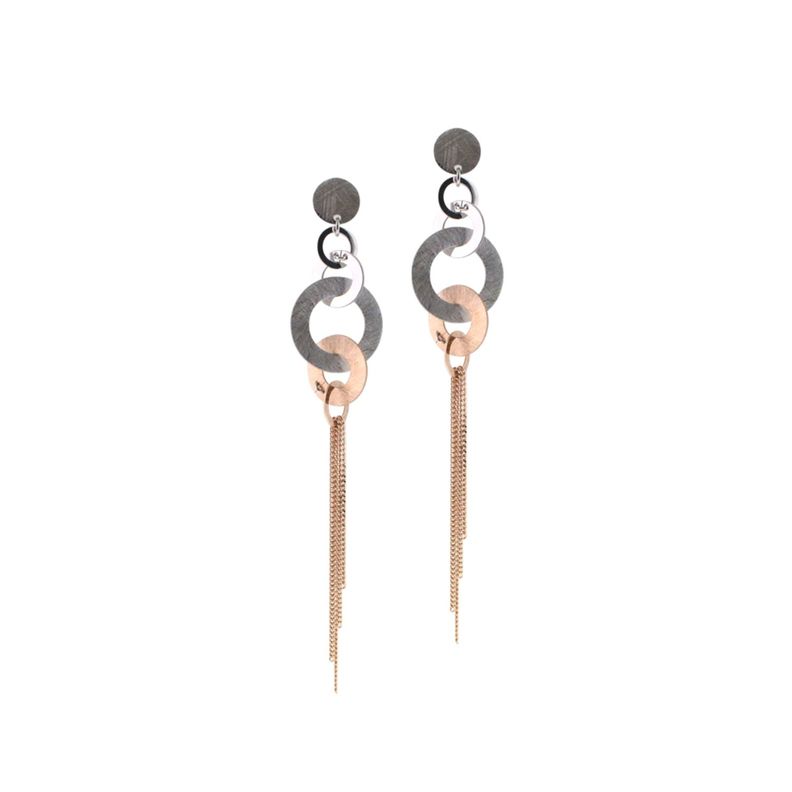 Aros de Plata Esterlina 925 Discos Bicolor Revestido en Oro 18kt-0