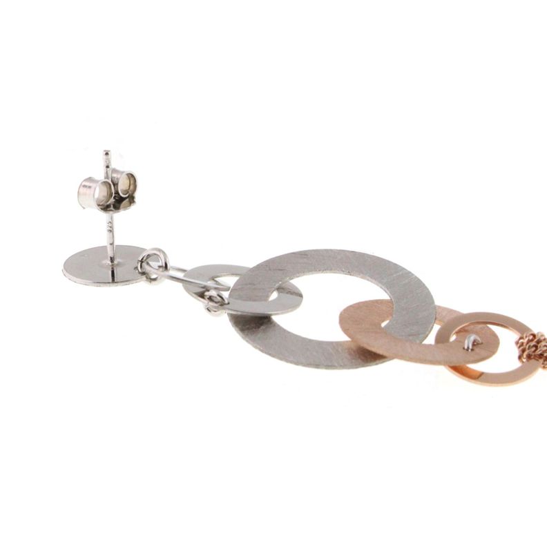 Aros de Plata Esterlina 925 Discos Bicolor Revestido en Oro 18kt-2