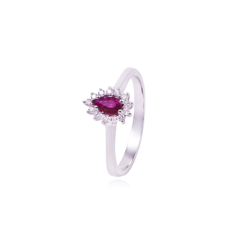 Anillo Compromiso de Oro de 18kt Solitario Rubí 39pts de diamante-0