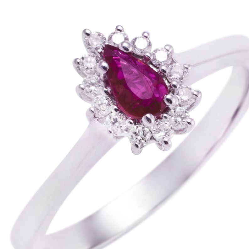 Anillo Compromiso de Oro de 18kt Solitario Rubí 39pts de diamante-1