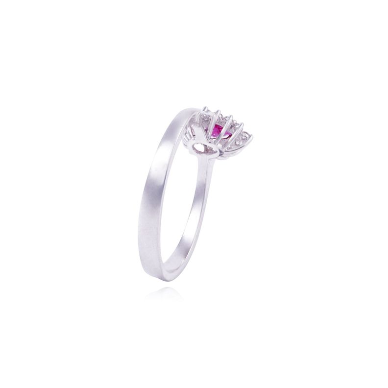 Anillo Compromiso de Oro de 18kt Solitario Rubí 39pts de diamante-2