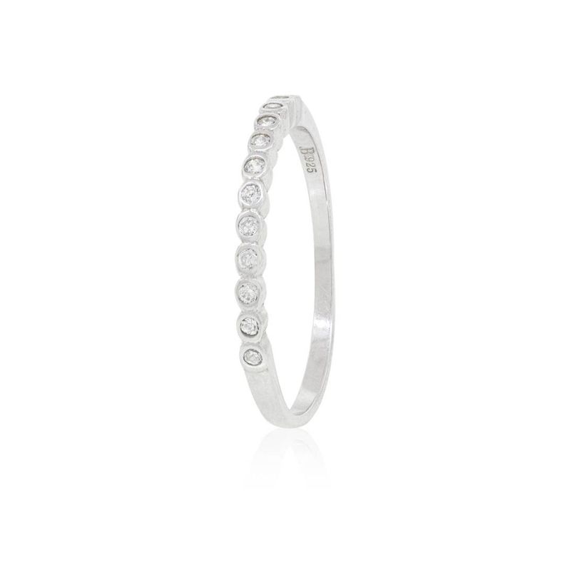 Anillo de Plata Esterlina 925 Medio Cintillo Con Circon-0