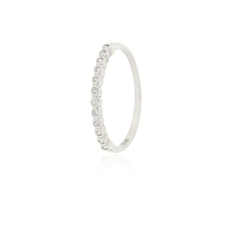 Anillo de Plata Esterlina 925 Medio Cintillo Con Circon-2