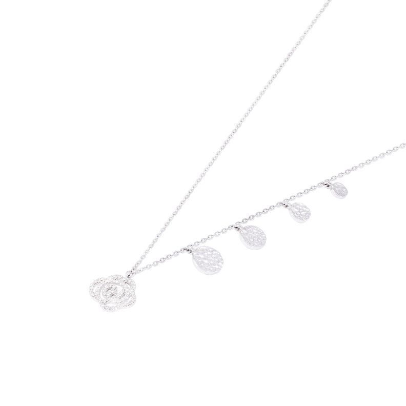 Collar Oro Blanco 18kt Rosa y Diamantes 15 Pts-0
