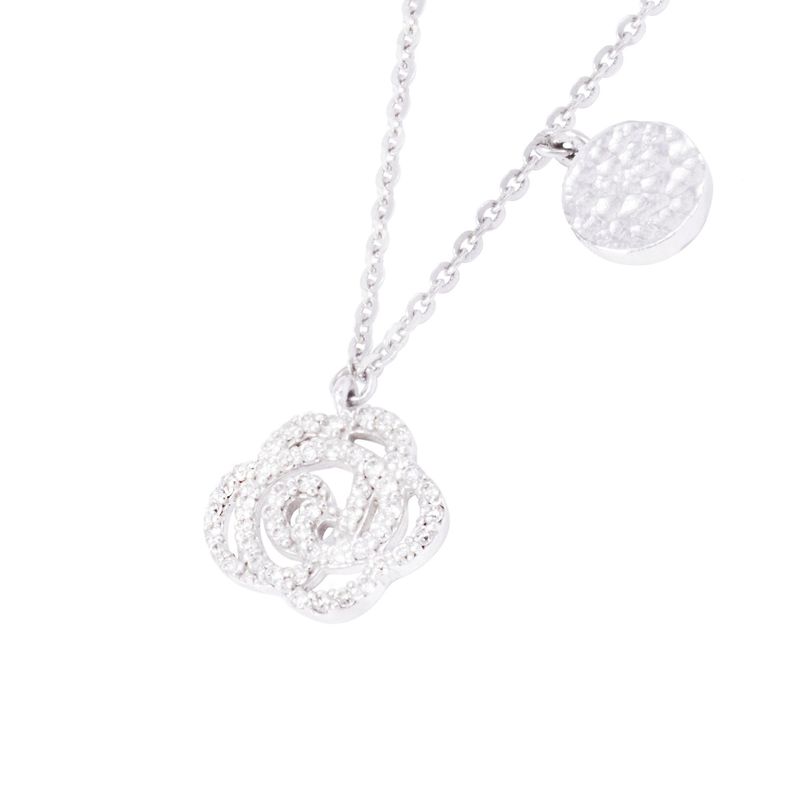 Collar Oro Blanco 18kt Rosa y Diamantes 15 Pts-1