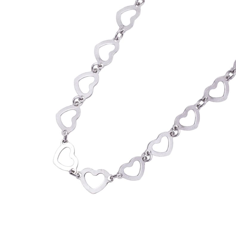 Collar de Plata Esterlina 925 Corazones Encadenados-2