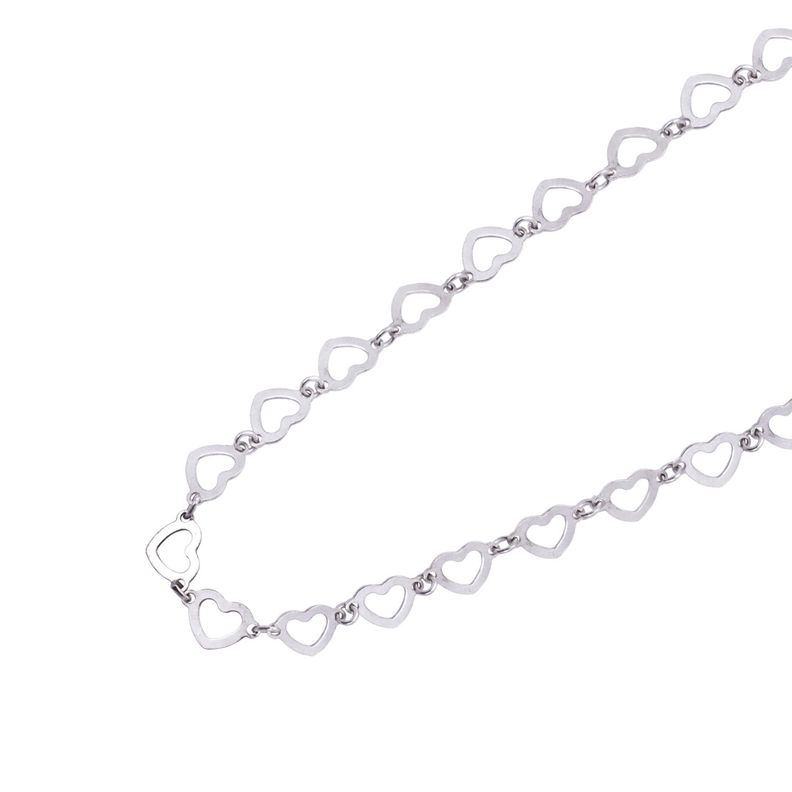 Collar de Plata Esterlina 925 Corazones Encadenados-0