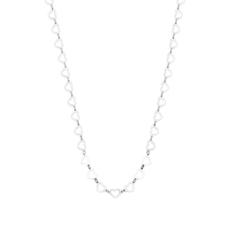 Collar de Plata Esterlina 925 Corazones Encadenados-1