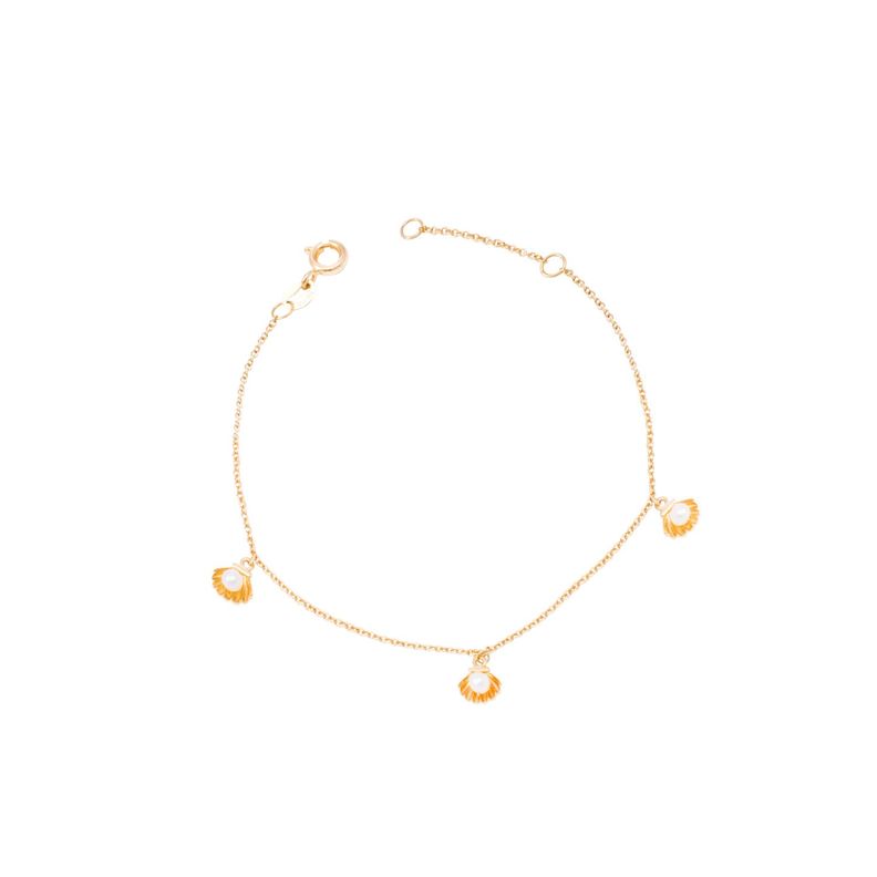Pulsera Oro Amarillo 18kt Perlas y Conchitas-2