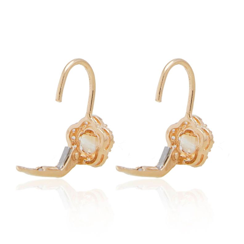 Aros de Oro 18kt Flor Citrino Circón-2
