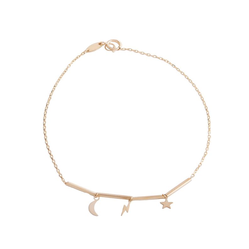 Pulsera de Oro 18kt Estrella Luna-0