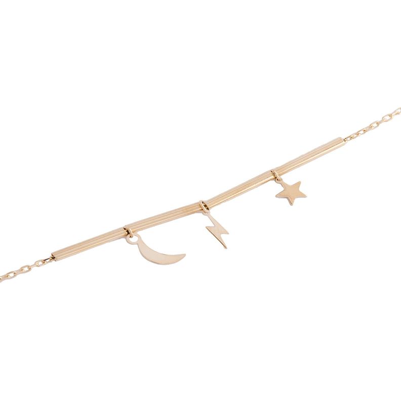 Pulsera de Oro 18kt Estrella Luna-1