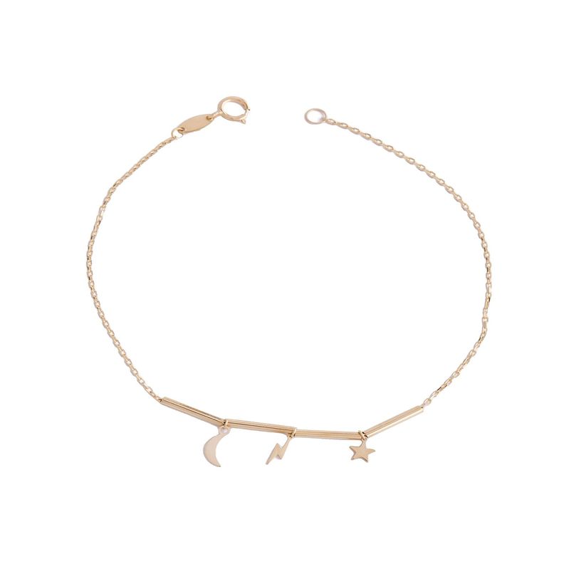 Pulsera de Oro 18kt Estrella Luna-2